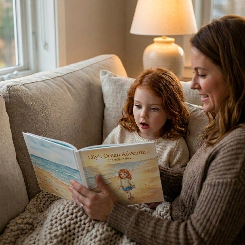 Mother and daughter reading a StoryNest book together
